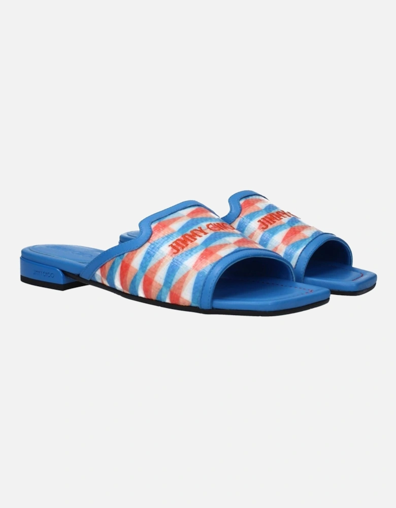 Fabric Open Toe Low Heel Slippers Women - Light Blue Sandals