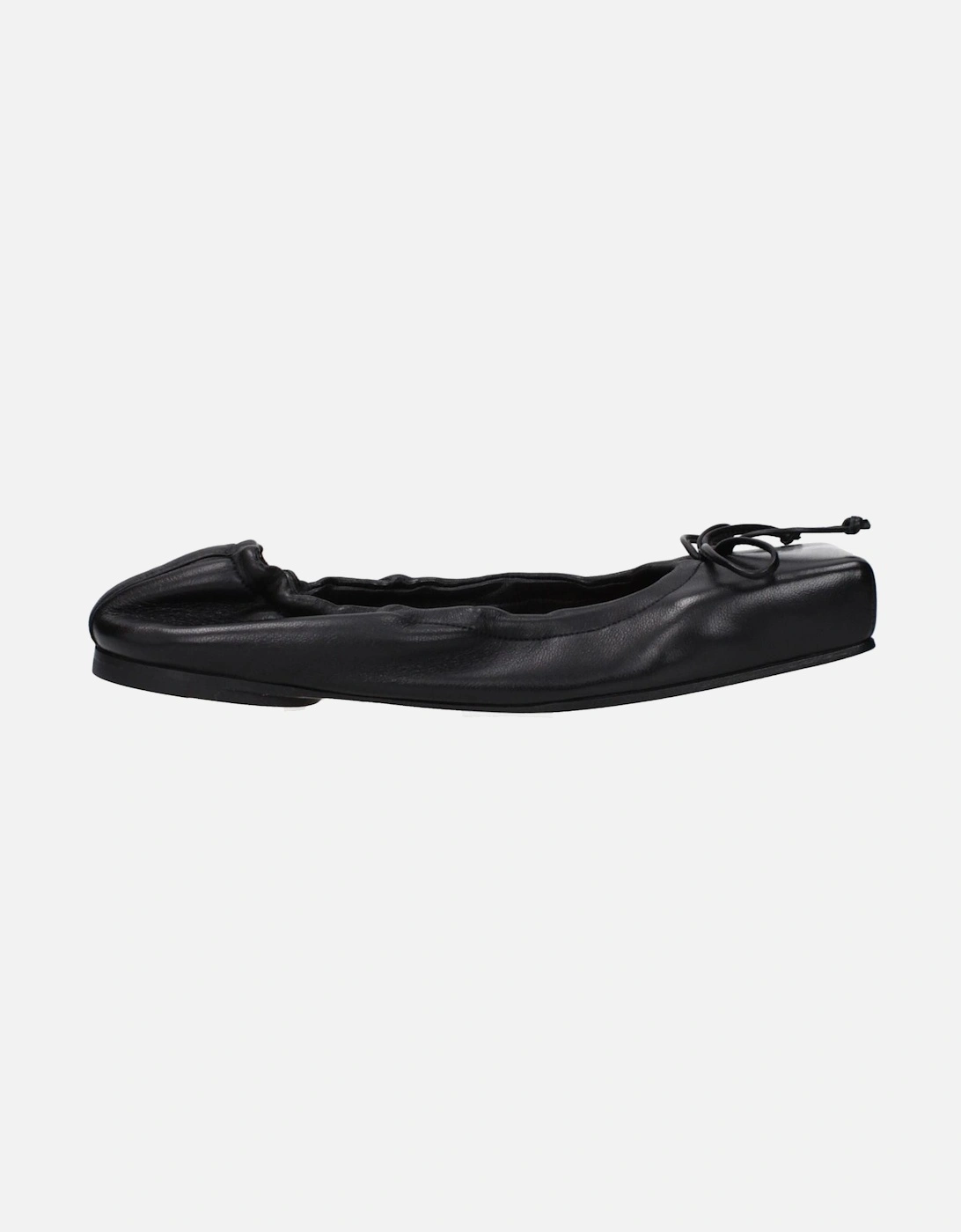 Square Toe Leather Ballet Flats with Front Detail Women - Black Shoes, 5 of 4