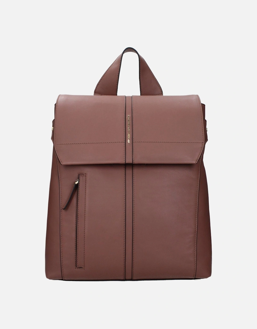 Leather Backpack with Adjustable Straps and Logos Women - Brown, 4 of 3