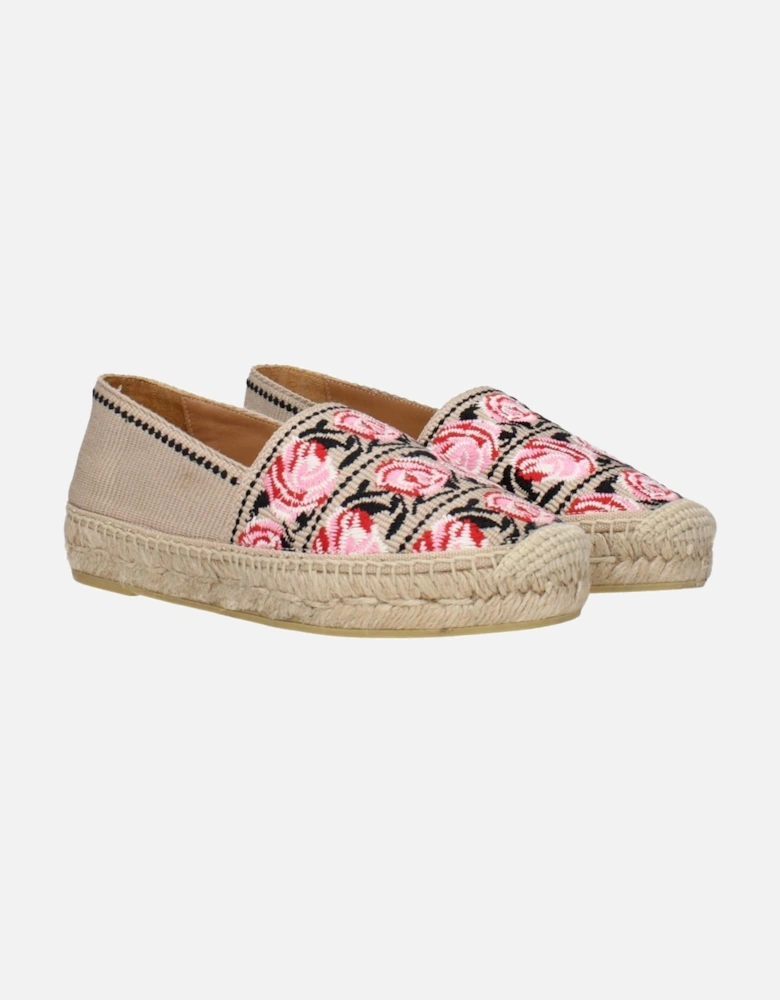 Printed Beige Espadrilles with Low Heel Women Shoes