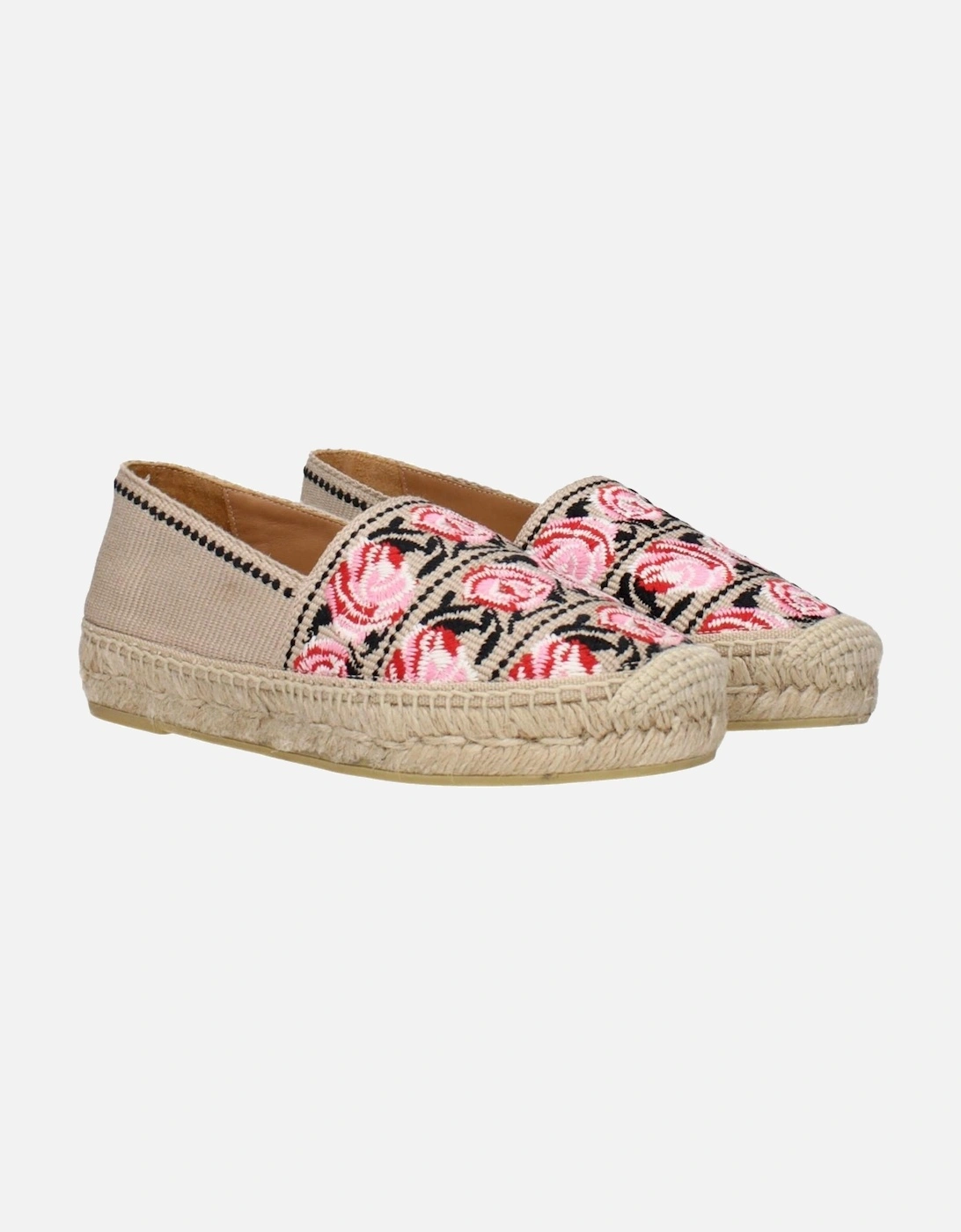 Printed Beige Espadrilles with Low Heel Women Shoes