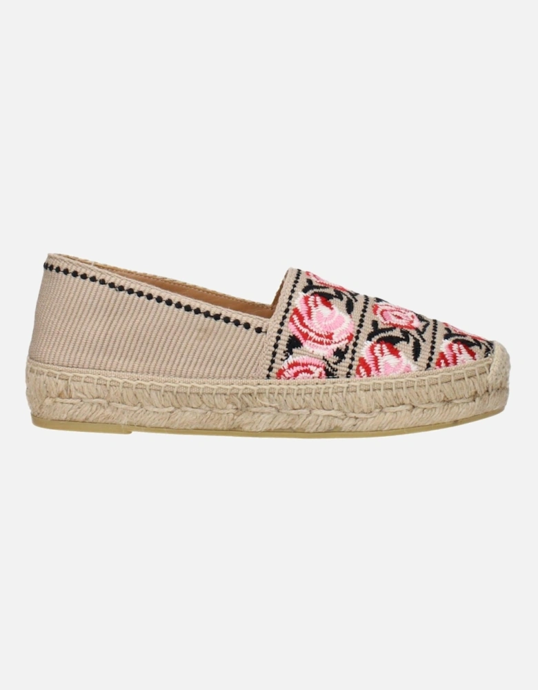Printed Beige Espadrilles with Low Heel Women Shoes