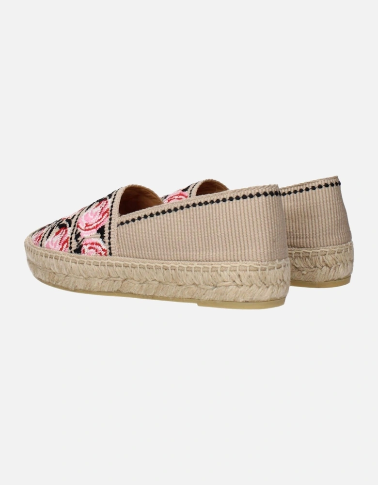 Printed Beige Espadrilles with Low Heel Women Shoes