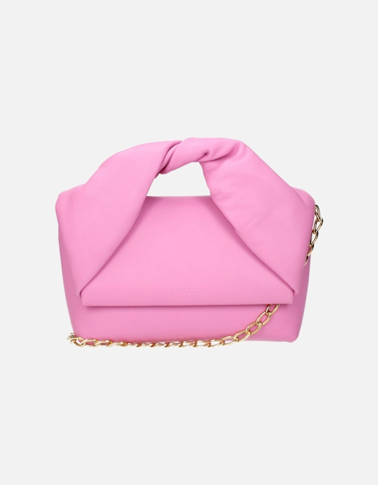 Leather Handbag with Front Logo and Removable Shoulder Strap Women -
