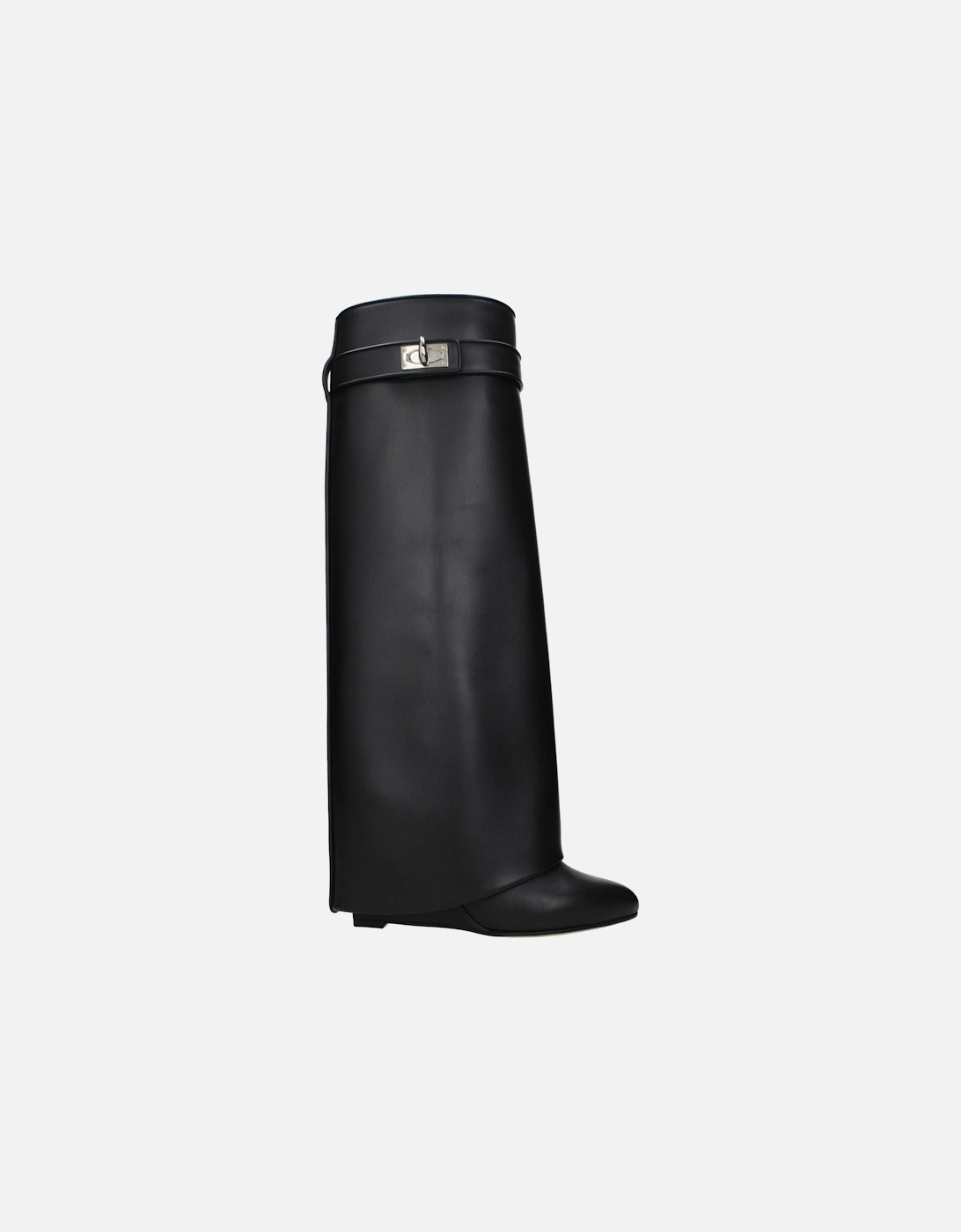 Pointy Toe Wedge Heel Leather Boots Women - Black, 6 of 5