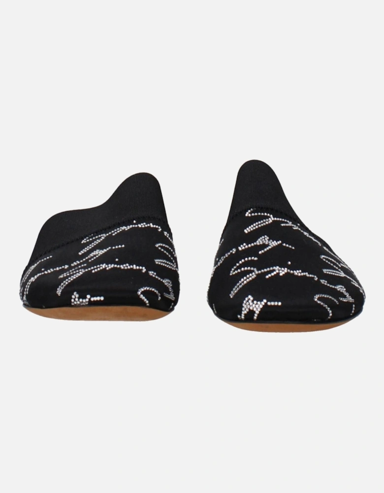Satin Slippers with Logo and Front Detail Women - Black Sandals