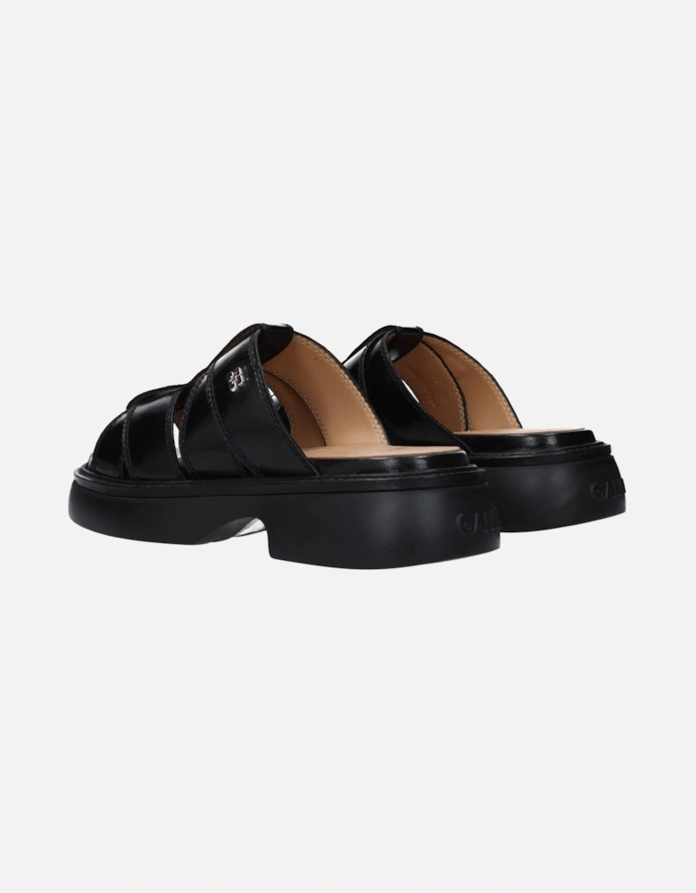 Casual Open Toe Slippers with Side and Back Logo Women - Black Sandals