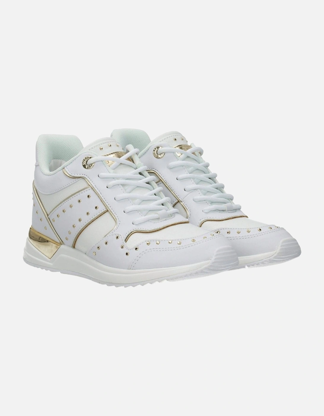 Studded Sneakers with Front and Back Logo Women - White