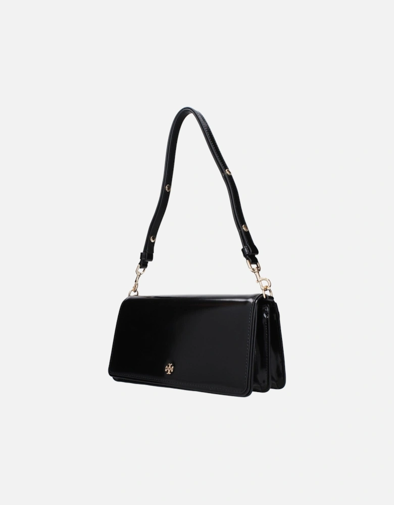 Patent Leather Shoulder Bag with Adjustable Handle Women - Black