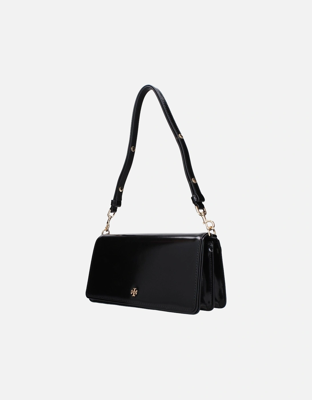 Patent Leather Shoulder Bag with Adjustable Handle Women - Black