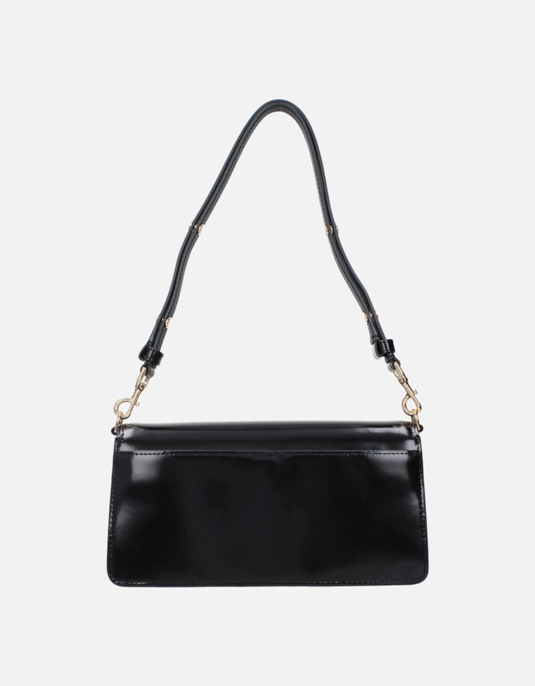 Patent Leather Shoulder Bag with Adjustable Handle Women - Black