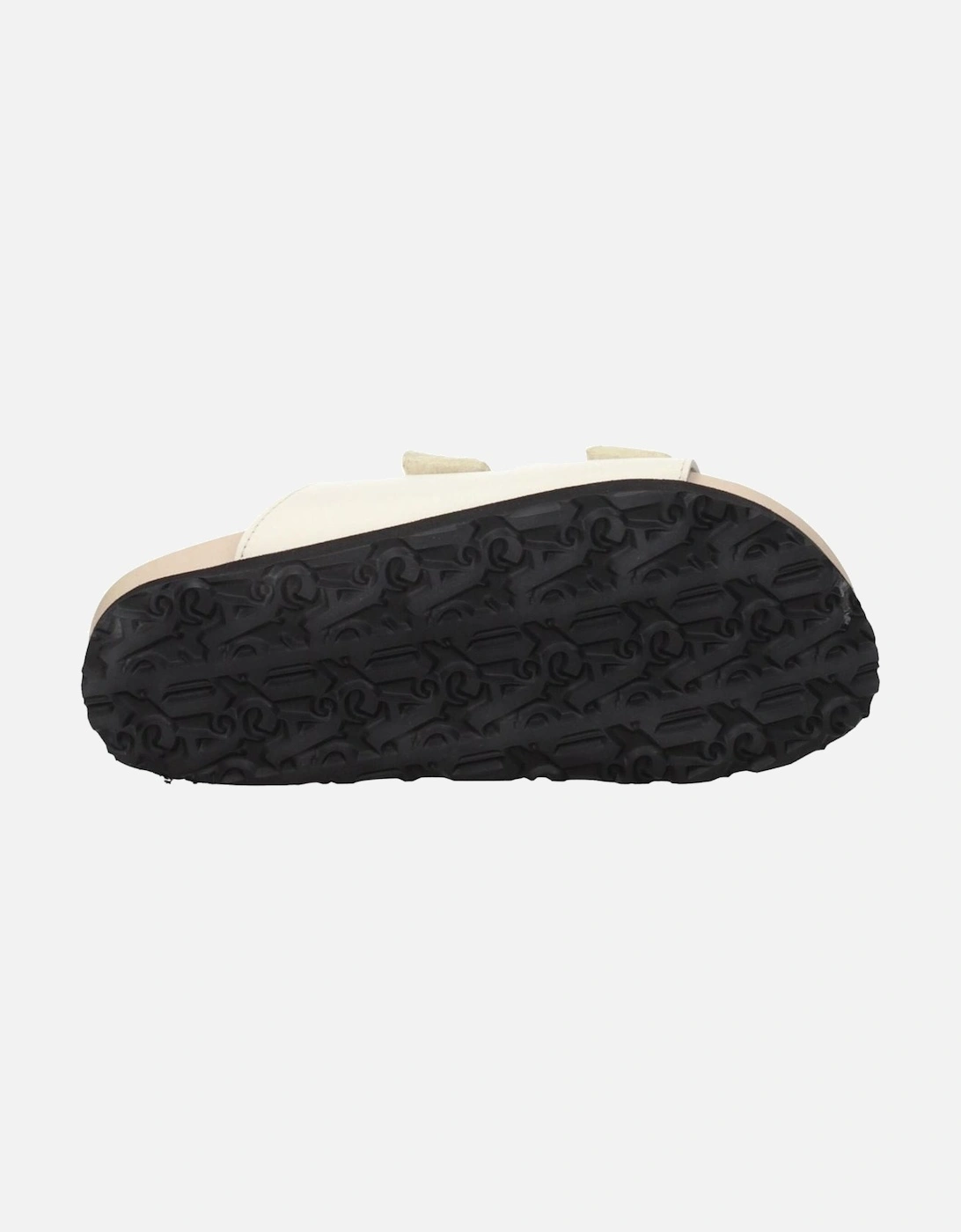 Leather Sandals with Front Logo and Strap Closure Women - Beige