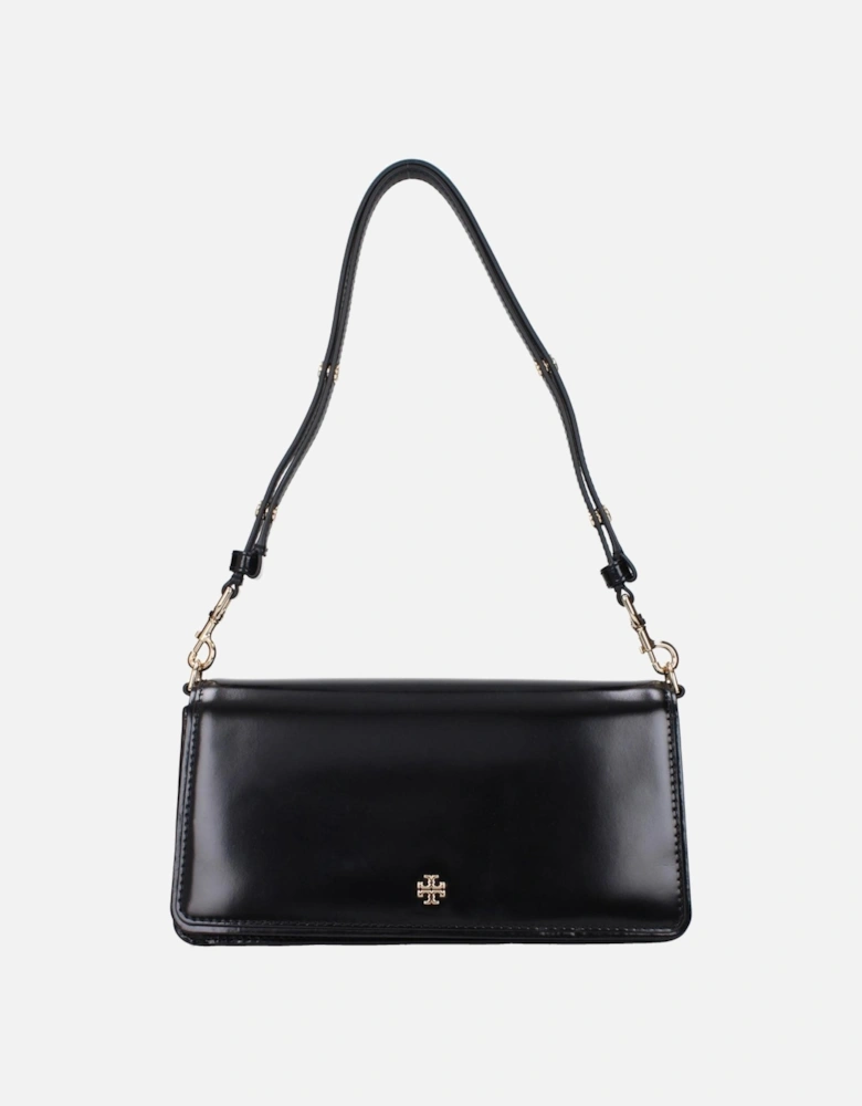 Patent Leather Shoulder Bag with Adjustable Handle Women - Black