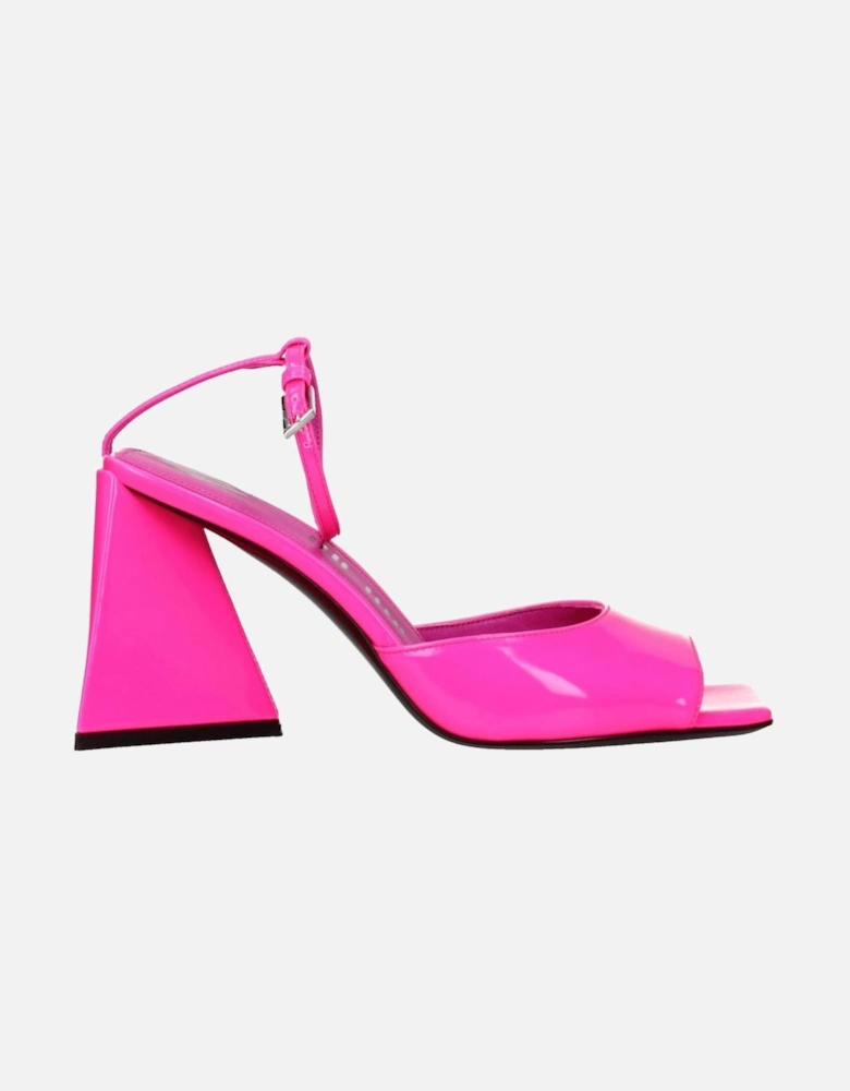 High Heel Leather Sandals with Buckle Closure Women - Pink