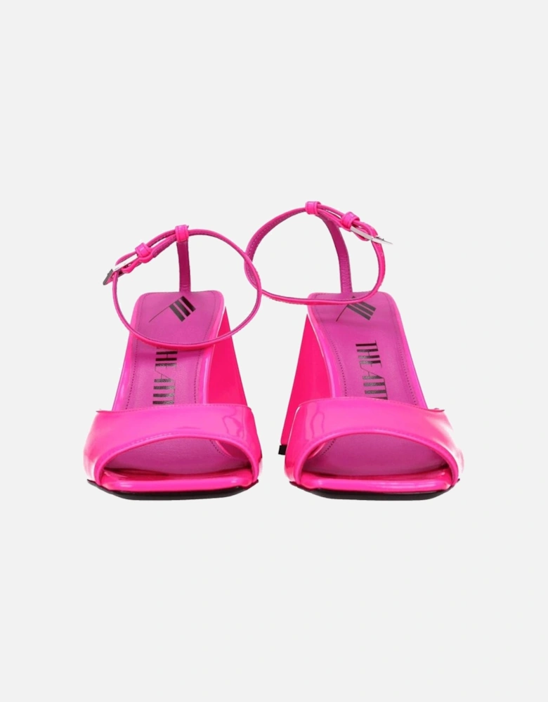 High Heel Leather Sandals with Buckle Closure Women - Pink
