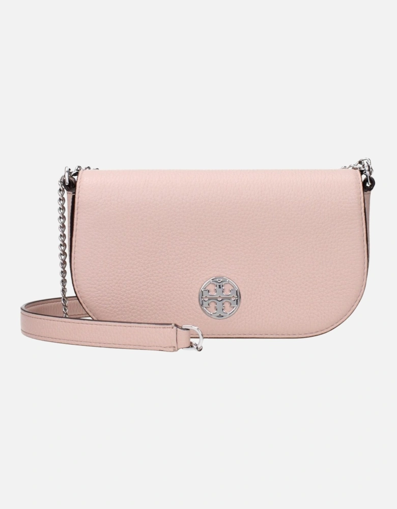 Leather Crossbody Bag with Front Logo Women - Pink