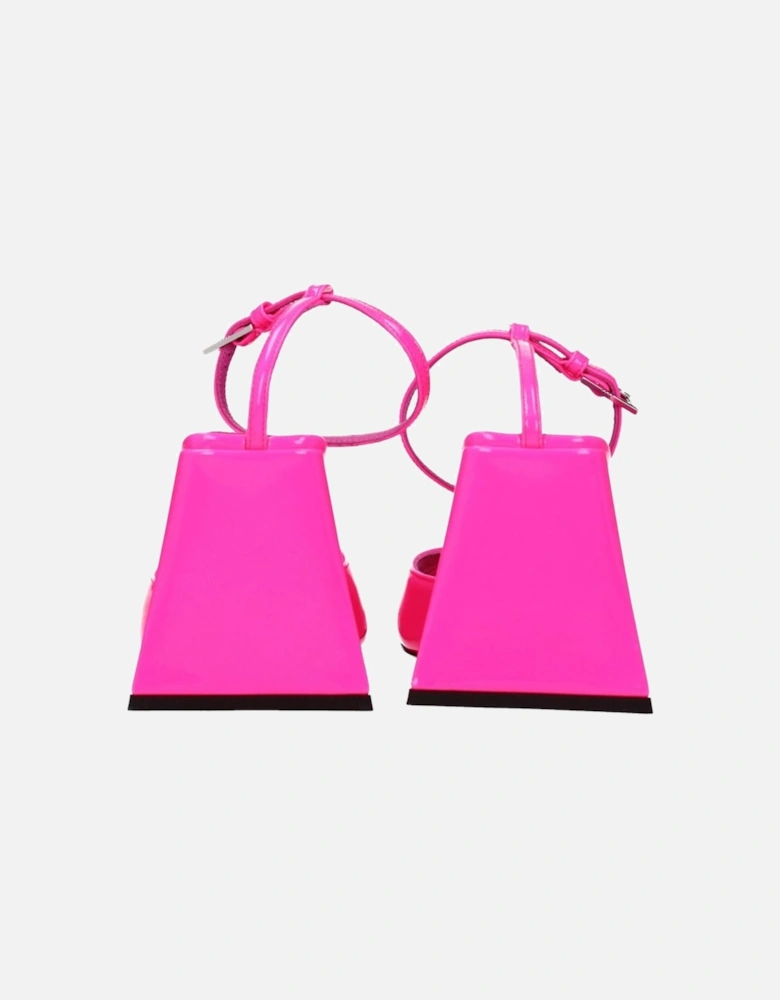 High Heel Leather Sandals with Buckle Closure Women - Pink