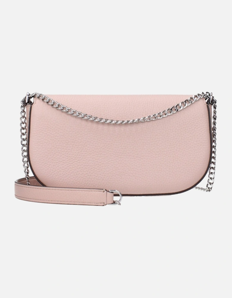 Leather Crossbody Bag with Front Logo Women - Pink