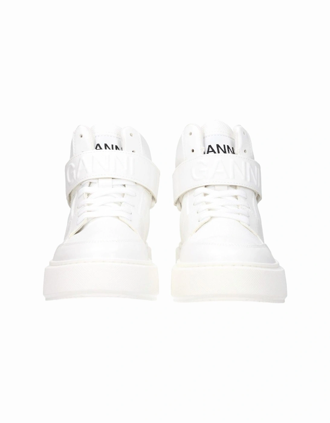 Leather Sneakers with Strap Closure and Logos Women - White