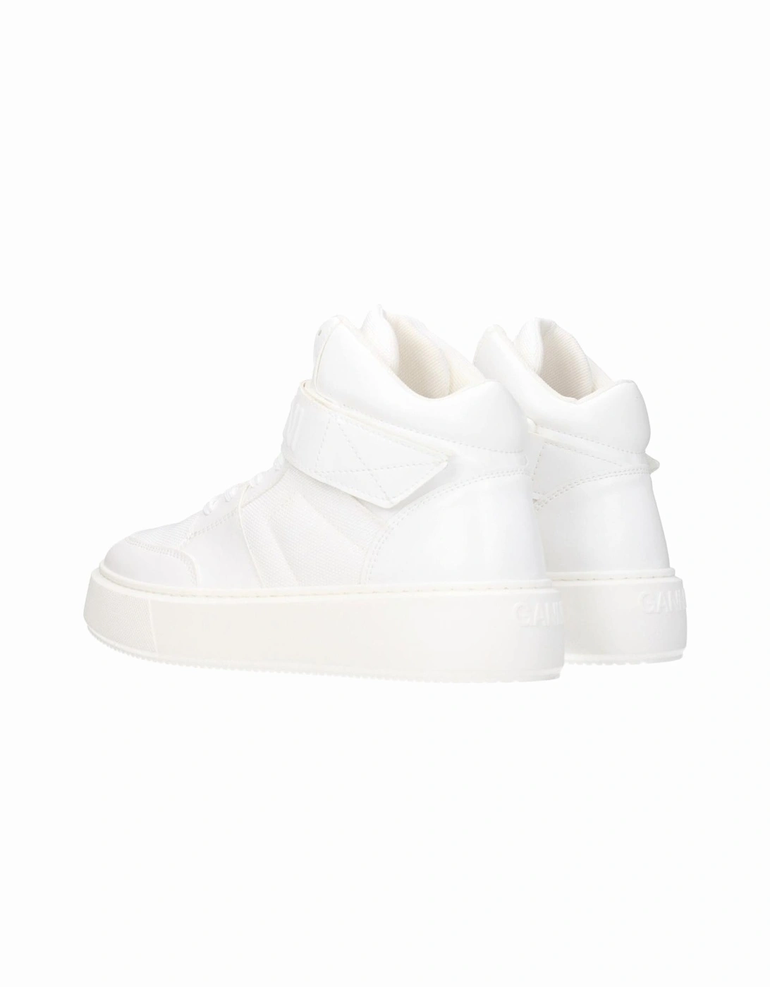 Leather Sneakers with Strap Closure and Logos Women - White