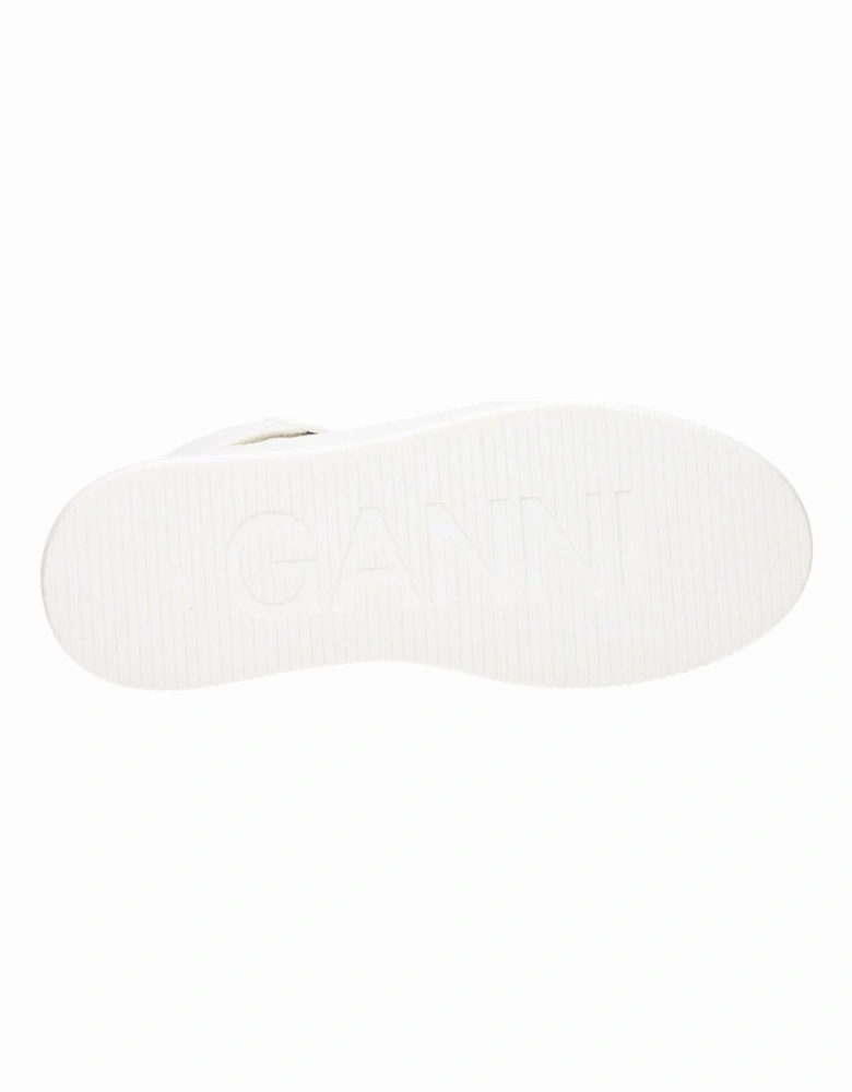 Leather Sneakers with Strap Closure and Logos Women - White
