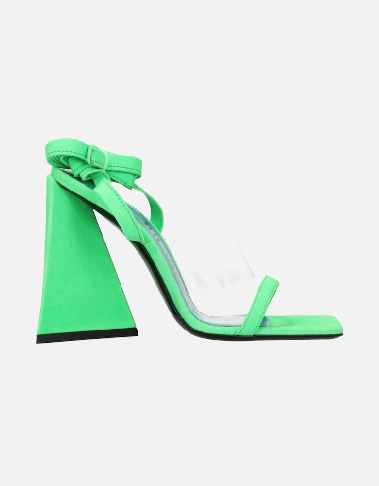 High Heel Suede Sandals with Self Tie Closures Women - Transparent