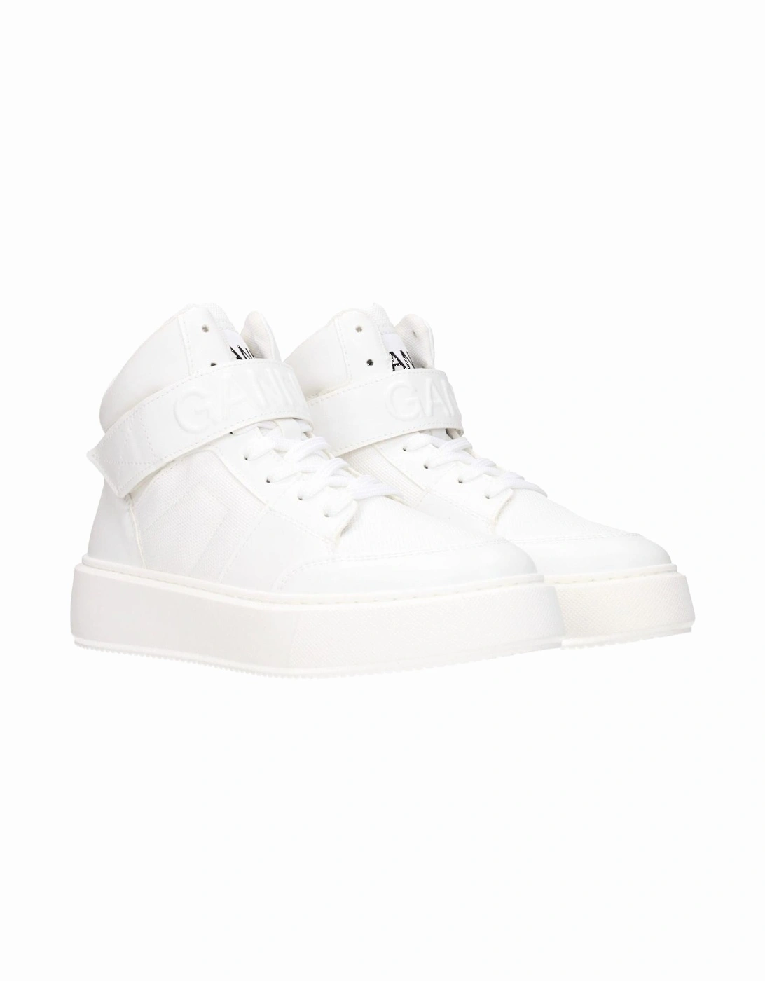 Leather Sneakers with Strap Closure and Logos Women - White