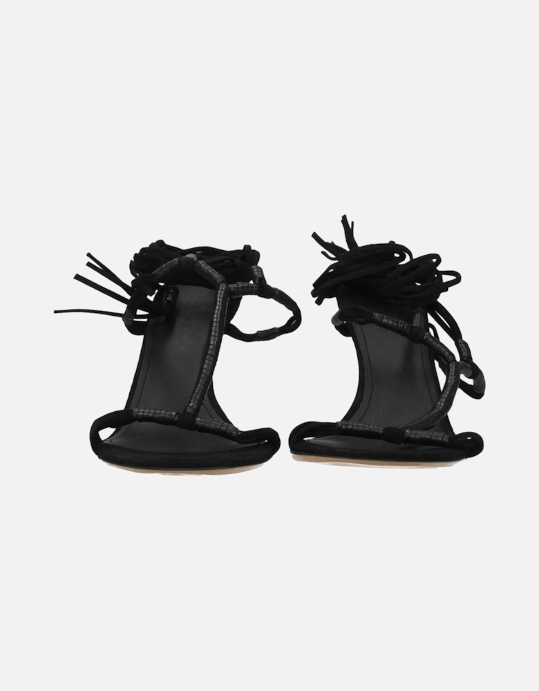 Suede High Heel Open Toe Sandals Women - Black