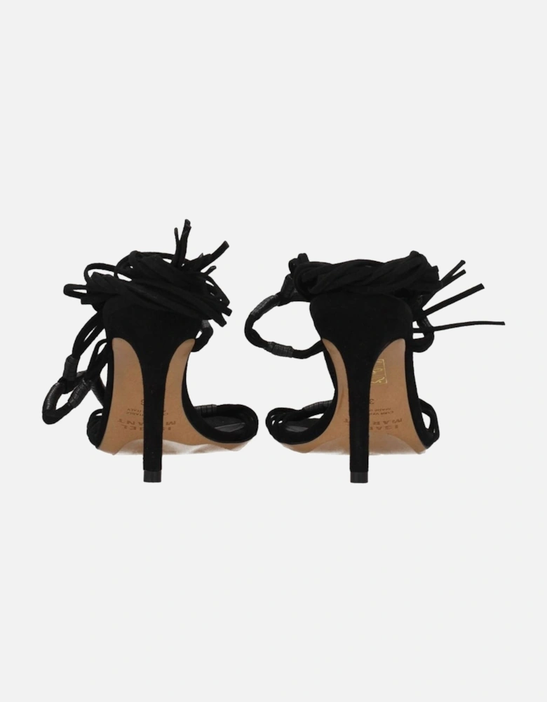 Suede High Heel Open Toe Sandals Women - Black