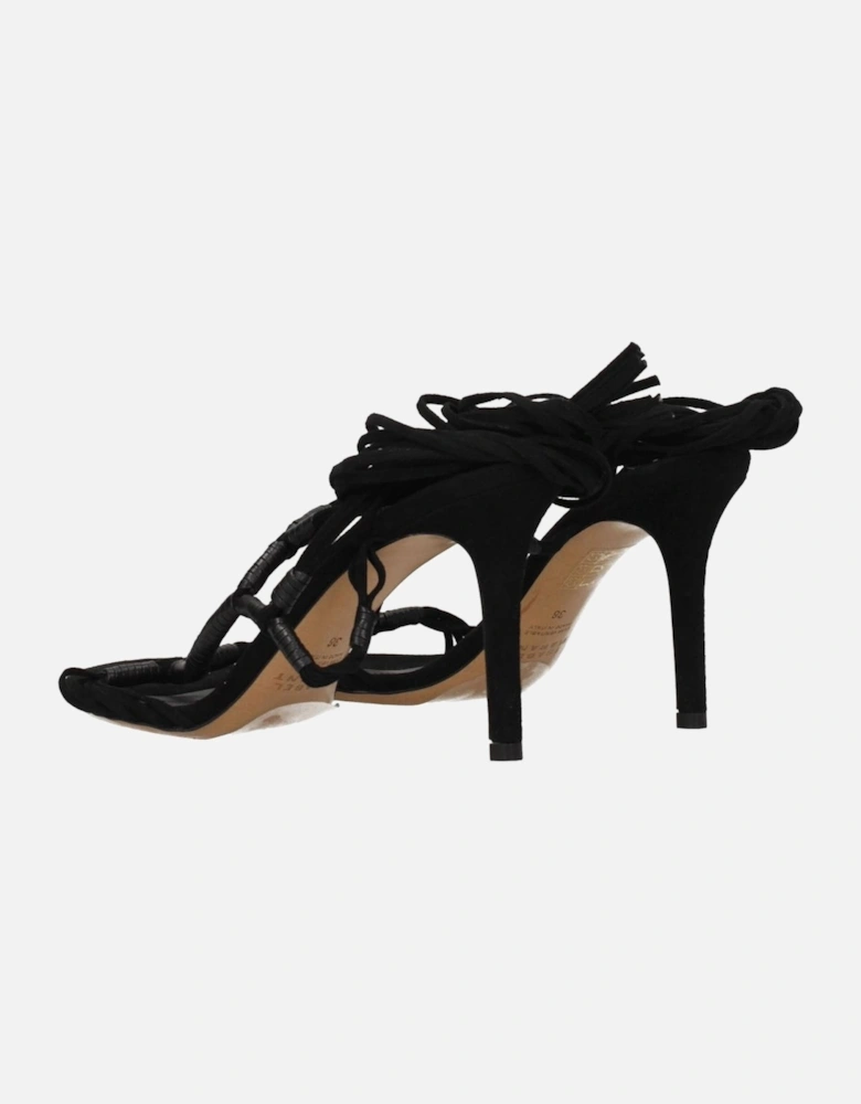 Suede High Heel Open Toe Sandals Women - Black