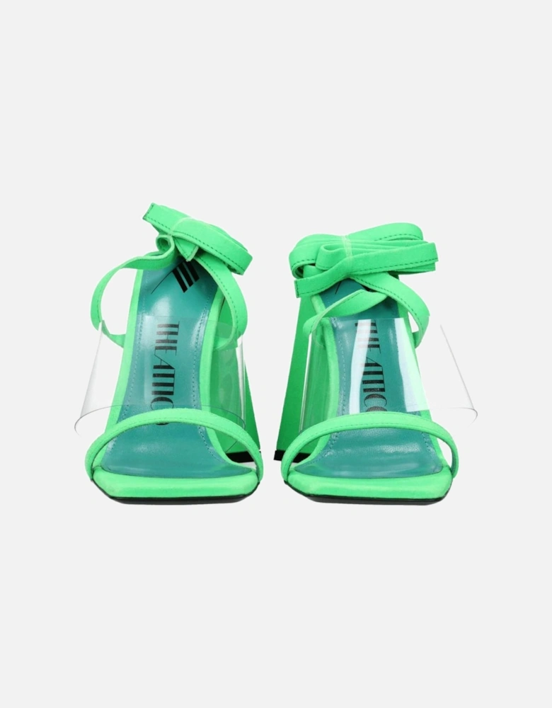 High Heel Suede Sandals with Self Tie Closures Women - Transparent