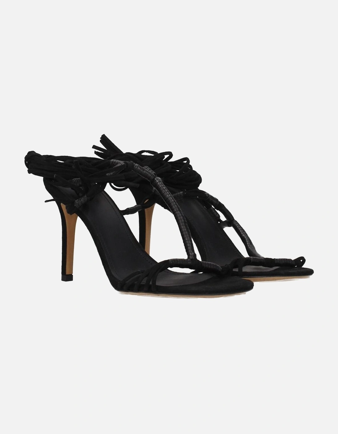 Suede High Heel Open Toe Sandals Women - Black
