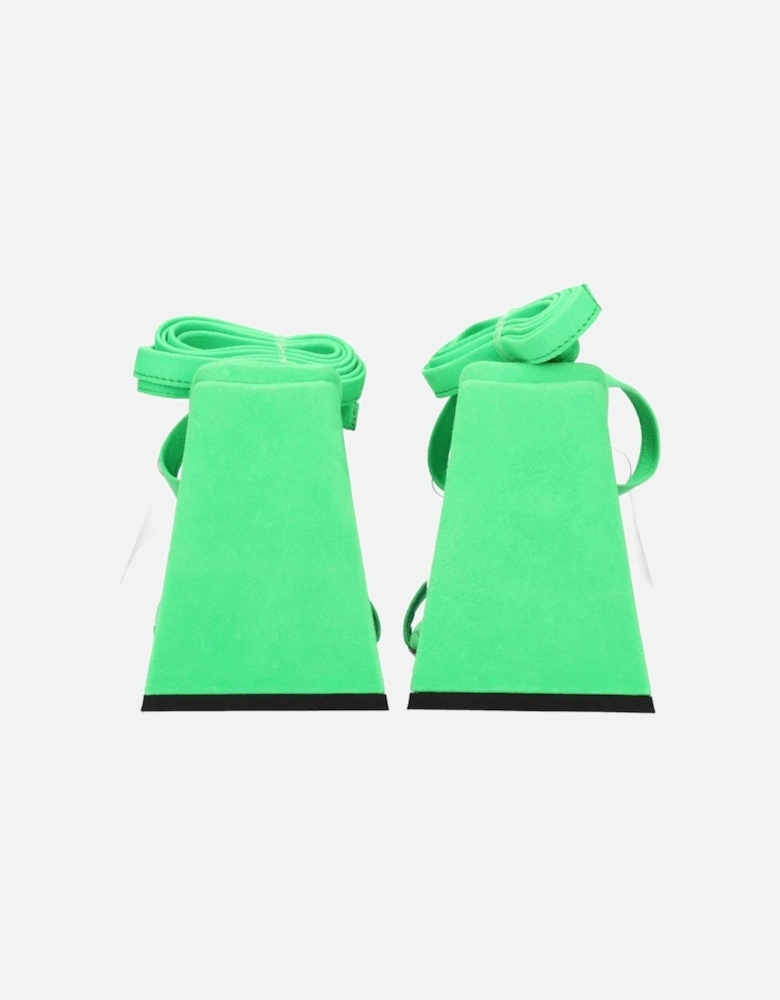 High Heel Suede Sandals with Self Tie Closures Women - Transparent