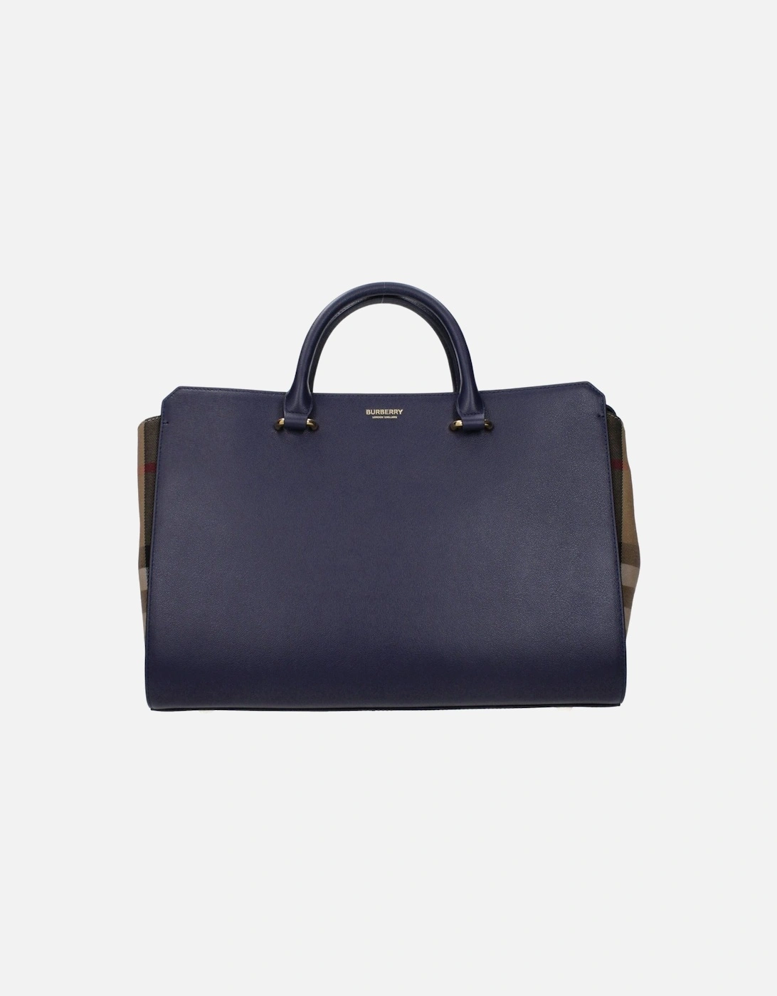 Leather Handbag with Front Logo and Adjustable Strap Women - Blue, 4 of 3