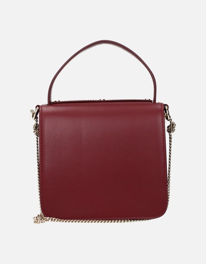 Mini Leather Handbag with Removable Shoulder Strap Women - Red