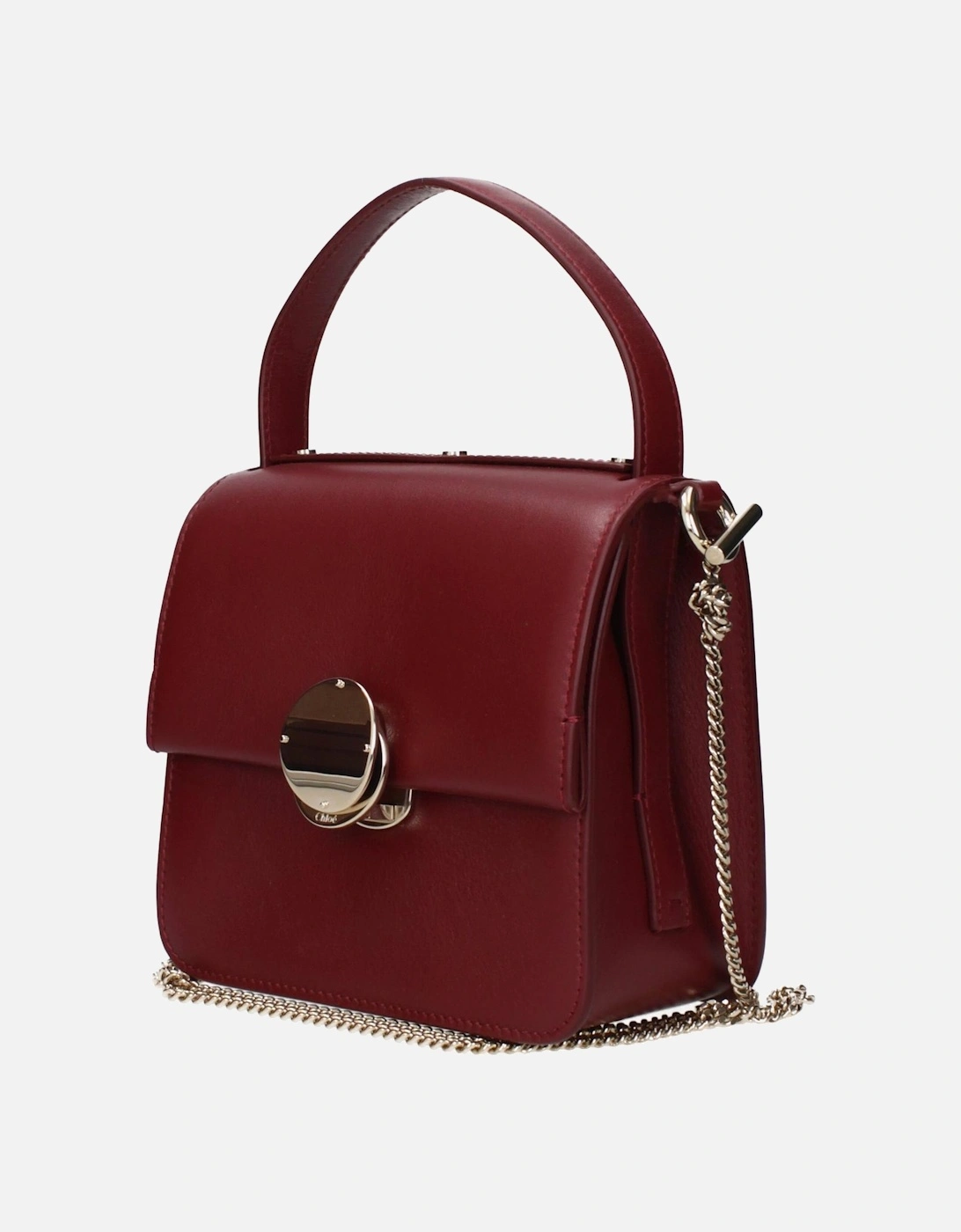 Mini Leather Handbag with Removable Shoulder Strap Women - Red