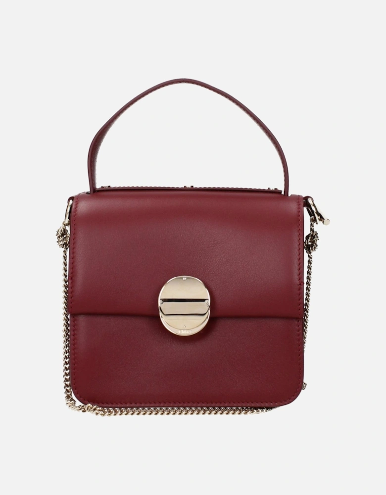 Mini Leather Handbag with Removable Shoulder Strap Women - Red