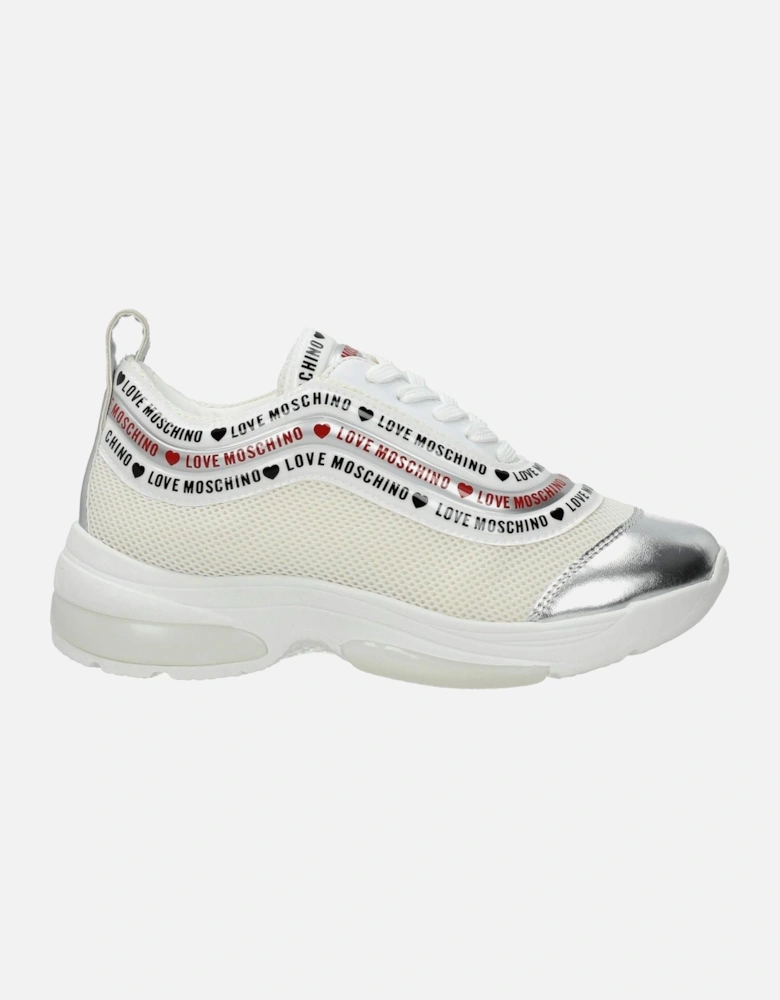 Leather Sneakers with Lace-Up Closure Women - Beige