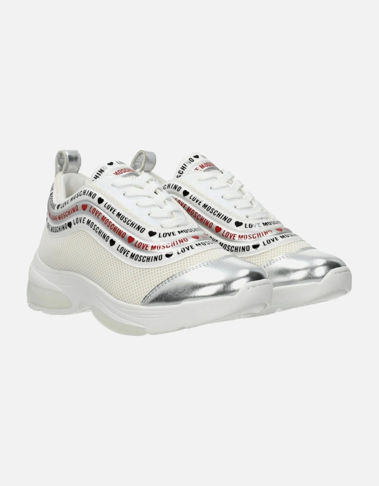 Leather Sneakers with Lace-Up Closure Women - Beige