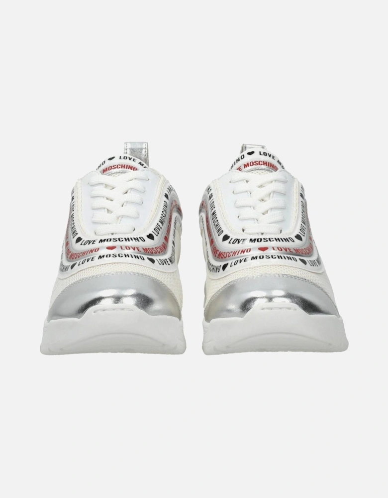 Leather Sneakers with Lace-Up Closure Women - Beige