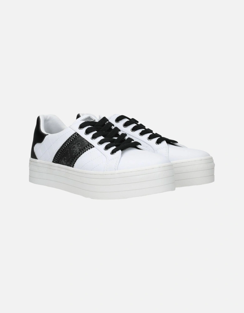 Lace-Up Wedge Sneakers with Logo Accents Women - White
