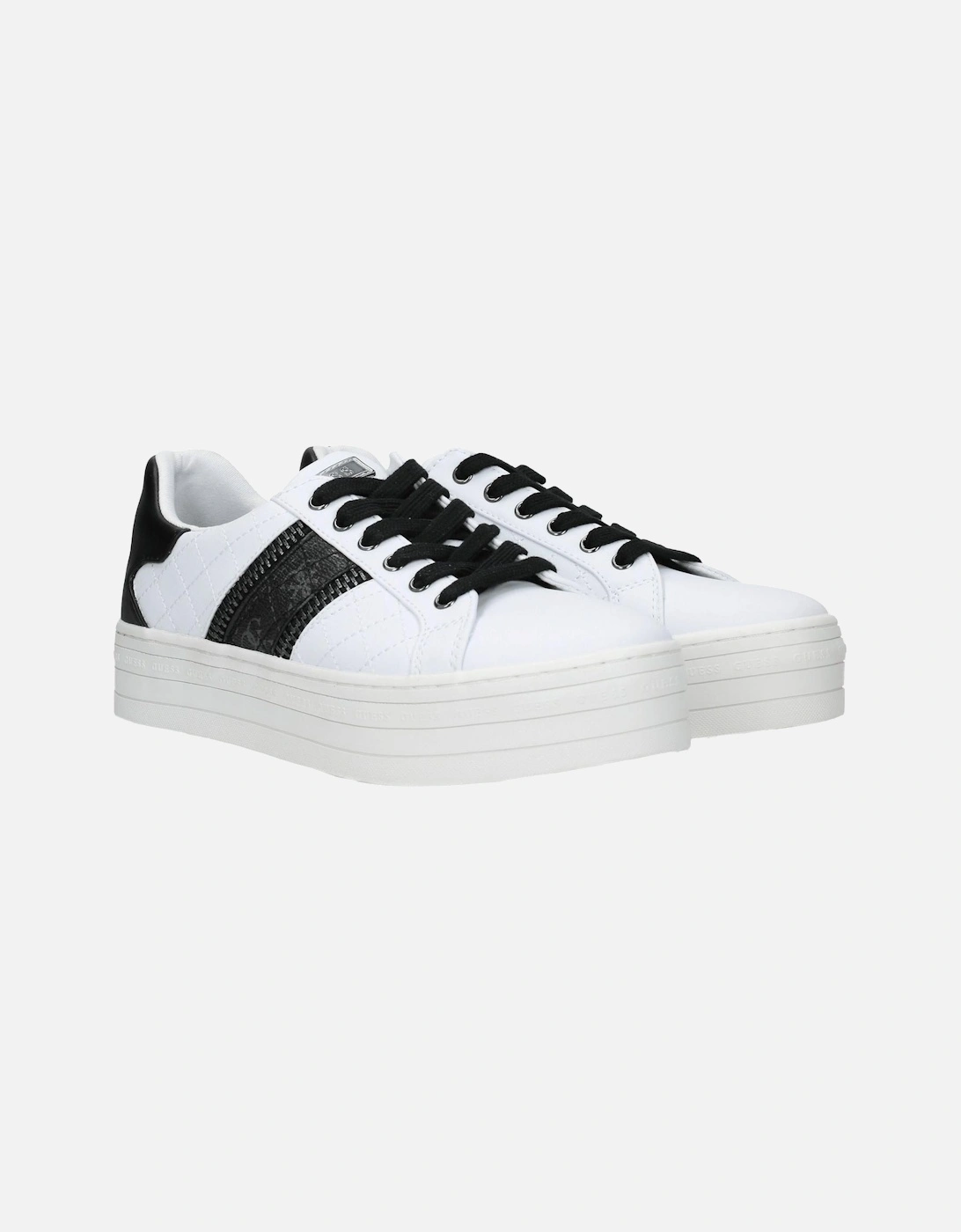 Lace-Up Wedge Sneakers with Logo Accents Women - White