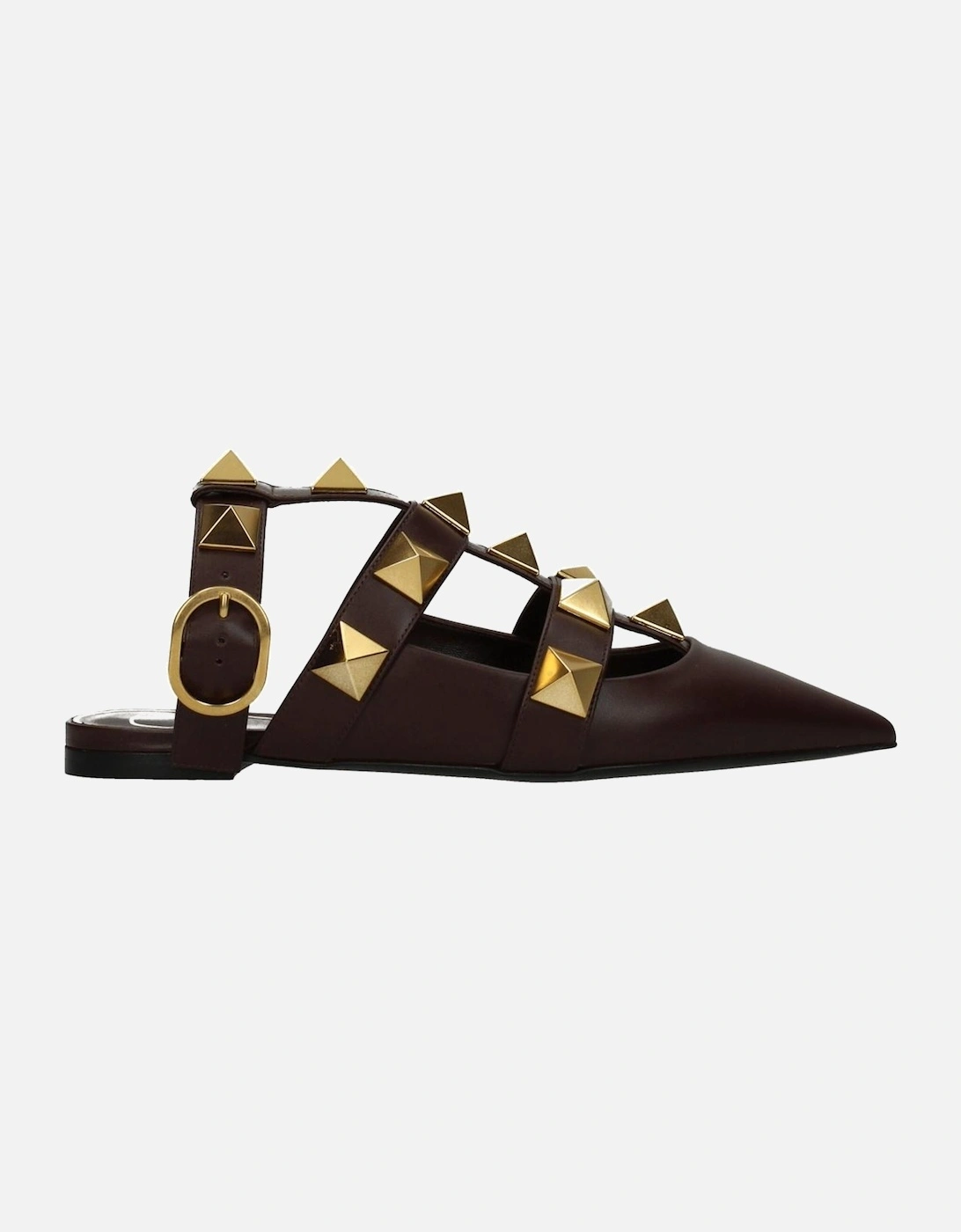 Studded Leather Pointy Toe Sandals Women - Brown, 5 of 4