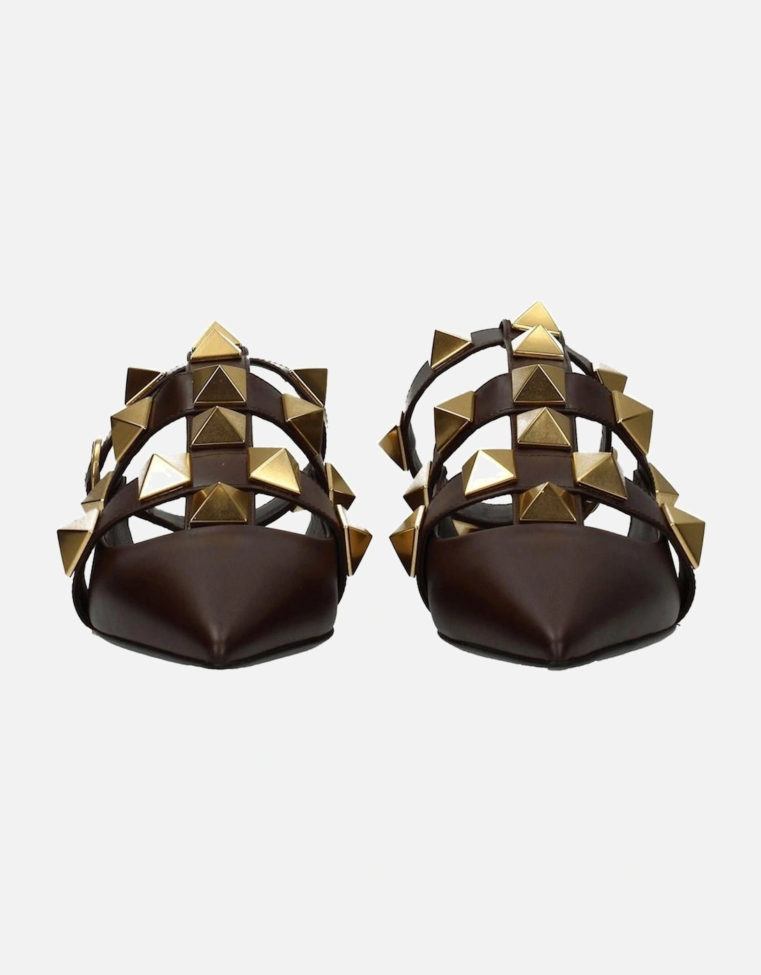 Studded Leather Pointy Toe Sandals Women - Brown