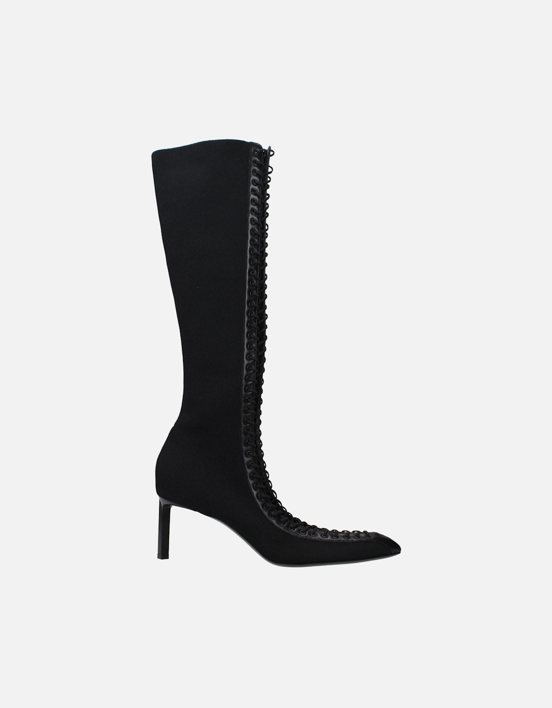 Zip Closure Pointy Toe Mid Heel Boots Women - Black, 6 of 5