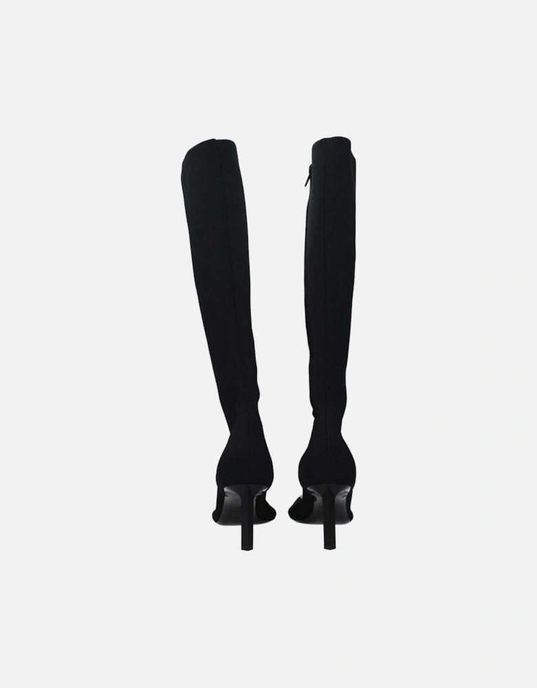 Zip Closure Pointy Toe Mid Heel Boots Women - Black