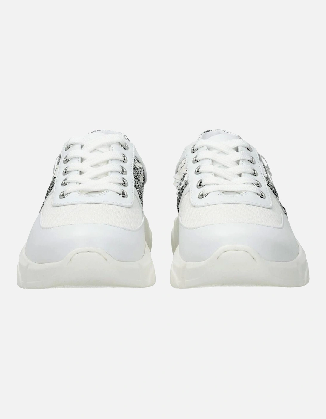 Leather Lace-Up Sneakers with Side Logo Women - White