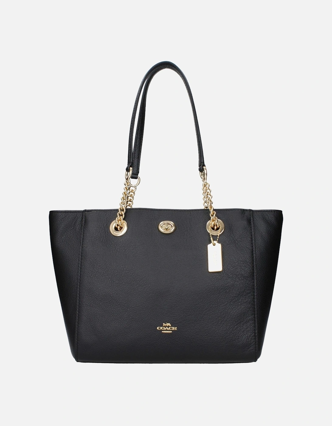 Leather Shoulder Bag with Front Logo and Zip Closure Women - Black, 4 of 3