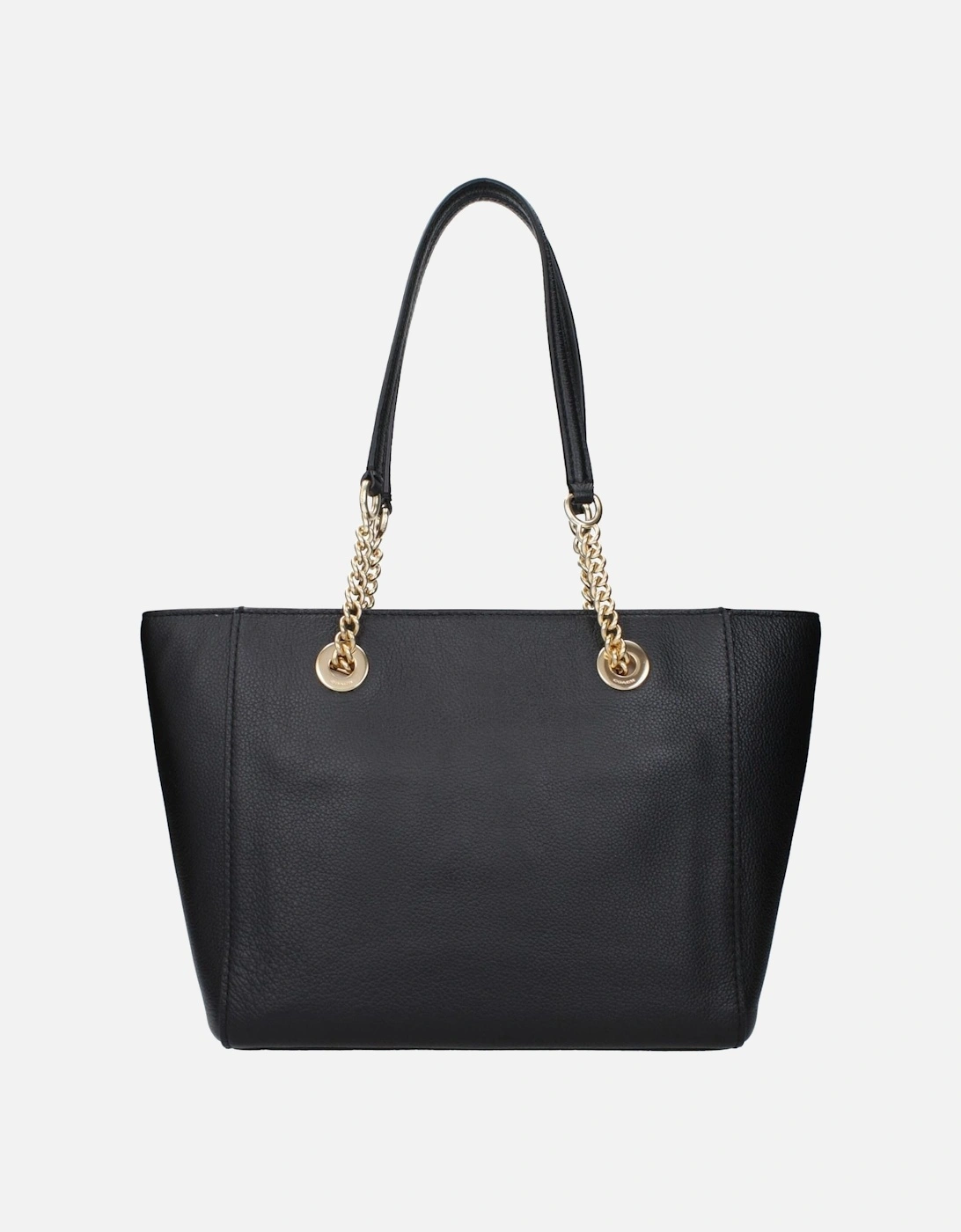Leather Shoulder Bag with Front Logo and Zip Closure Women - Black
