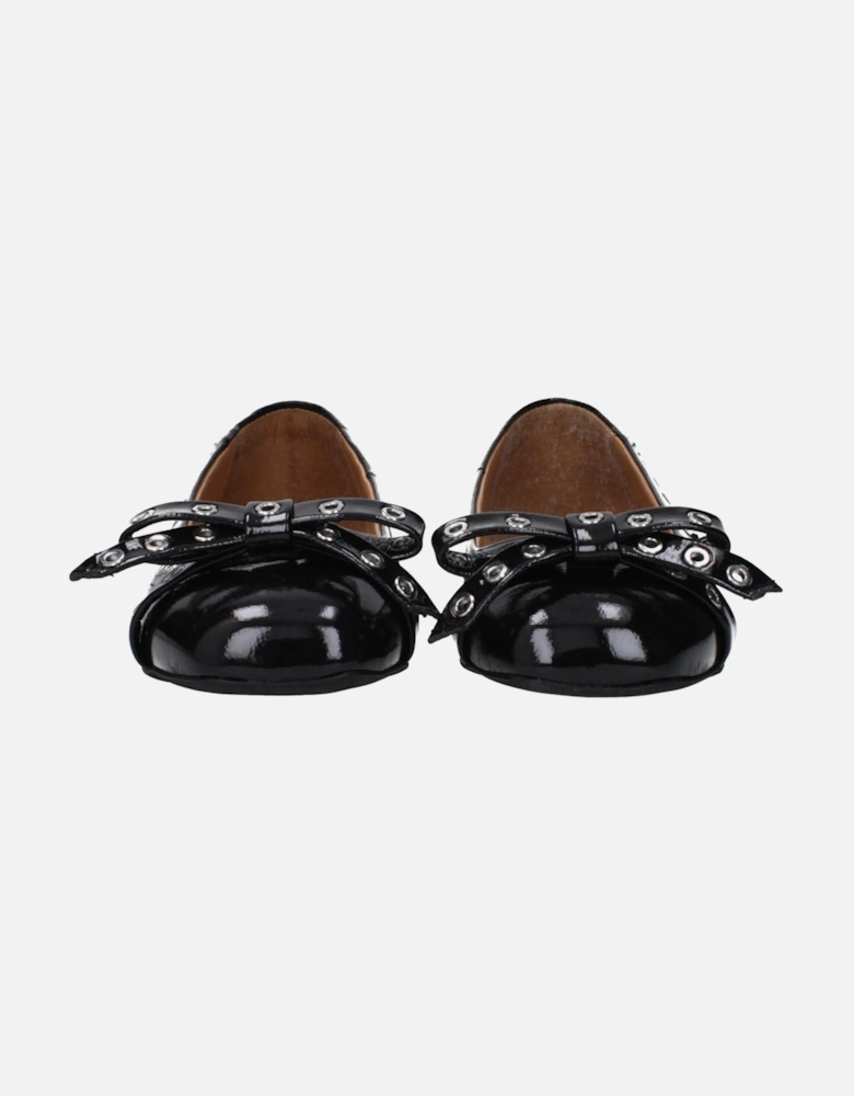 Patent Leather Ballet Flats with Front Detail Women - Black Shoes